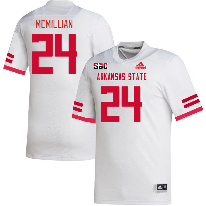 Men-Youth #24 Bobby McMillian Arkansas State Red Wolves College Football Jerseys Stitched-White